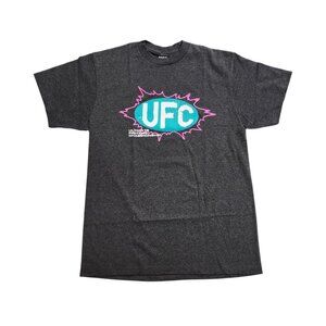 UFC Green Action Bubble Logo Short Sleeve T-Shirt Charcoal Grey Size XL - New